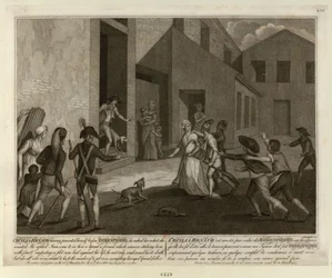 Die Verhaftung von Cécile Renault am 22. Mai 1794 in der Wohnung von Robespierre, ca. 1798