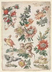 Florale Designs mit Vögeln und Greif, 1784