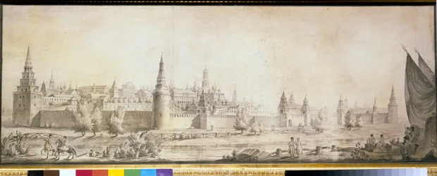 Panoramablick auf den Moskauer Kreml Ende des 18. Jahrhunderts