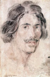 Selbstporträt von Gian Lorenzo Bernini (1598-1680), italienischer Bildhauer, Maler und Architekt. Gabinetto Nazionale delle Stampe, Rom.