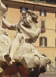 Der Vierströmebrunnen, Detail der die Donau darstellenden Figur, 1648-51
