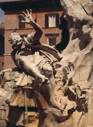 Der Vierströmebrunnen, Detail der Figur, die den Río de la Plata darstellt, 1648-51, Detail von 96887