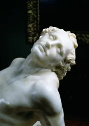 Das Martyrium des Hl. Laurentius (Detail des Kopfes des Heiligen)
