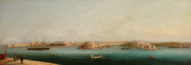 Großer Hafen und Drei Städte von der Uferpromenade von Valletta, 1869