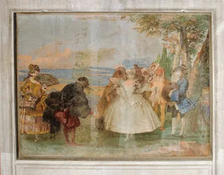 Menuett mit Pantaloon und Colombine, aus dem Raum der Karnevalsszenen in der Foresteria, 1757