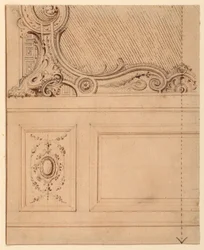 Entwurf für den unteren Teil eines Wandpaneels, 1714