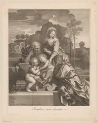 Heilige Familie mit Elisabeth und Johannes dem Täufer mit Taube