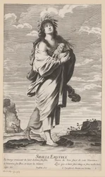 Sibylle von Erythrae, im Hintergrund Maria mit Kind (Sibillen)