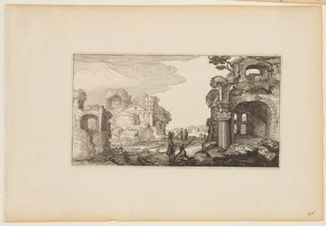 Pfad zwischen römischen Ruinen, aus Zwölf Landschaften mit Figuren