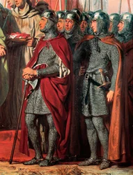 Dritter Kreuzzug (1189-1192): Treffen und Händedruck zwischen Philipp August (Philipp II. von Frankreich)