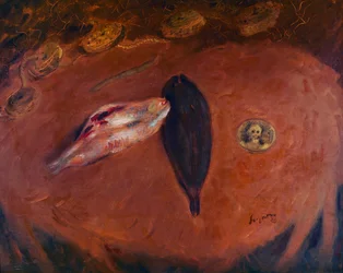 Stillleben mit Seezungen und Münze