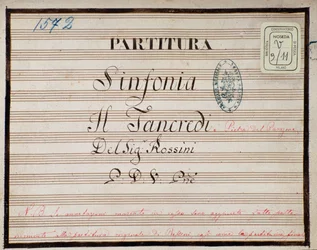 Notenblatt für die reduzierte Symphonie für Klavier von Tancredi, Oper von Gioacchino Rossini