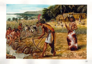 Ägyptische Antike: Zeremonie zur Zeit der Nilflut, prädynastisches Ägypten, 3. Jahrtausend v. Chr.