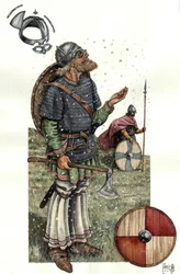 Mittelalter: Wikingerkrieger des 9. Jahrhunderts.