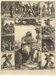 Die Schmerzensmutter, ein Bild der Jungfrau Maria umgeben von neun Vignetten, ca. 1575