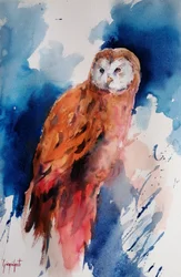 Majestätische Aquarell-Eule