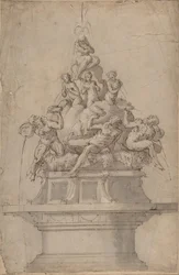 Entwurf für einen Brunnen mit Flussgöttern und Nymphen, 1511-74