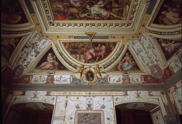 Detail des Zimmers von Lorenzo il Magnifico, das seinen Besuch in Neapel darstellt