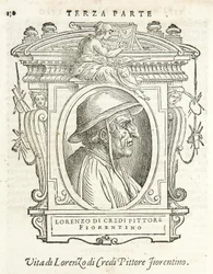 Mailand, Biblioteca Braidense, Vite de piv excellent, Giorgio Vasari 1568, Lorenzo di Credi
