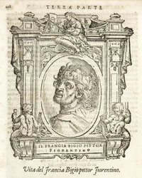 Milan, Braidense Library, Vite de piv excellent, Giorgio Vasari 1568, Francesco di Cristofano genannt Il Franciabigio