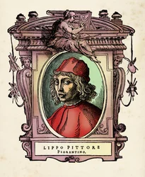 Porträt von Lippo di Benivieni - Gravur aus „Die Leben“ von Giorgio Vasari 1568