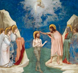 Taufe Christi, Detail aus Leben und Passion Christi, von Giotto
