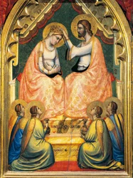 Italien, Florenz, Basilika Santa Croce, Bandini-Baroncelli-Kapelle, Krönung der Jungfrau Maria, Detail