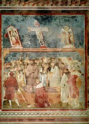 Leben des Heiligen Franziskus von Assisi: Die Überprüfung der Stigmata (St. Jerome untersucht die Stigmata) - Fresko