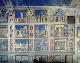 Ansicht der Nordwand mit Szenen aus dem Leben der Jungfrau Maria und dem Leben Christi, ca. 1305
