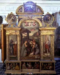 Polyptychon mit der Geburt Christi und anderen religiösen Szenen