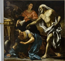 Die Totenbeschwörerin von Endor ruft für Saul den Schatten des Propheten Samuel herauf