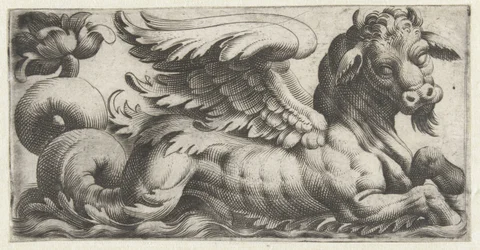 Geflügelter Seestier mit Bart