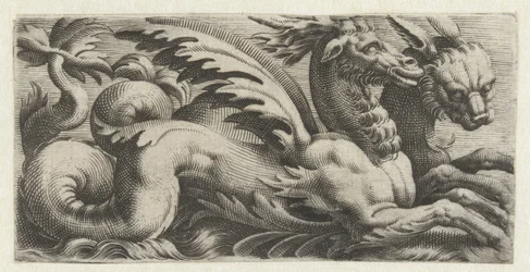 Zwei Seeungeheuer nebeneinander (Friesen mit Seemonstern)