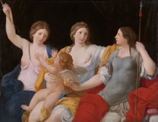 Venus, Juno und Minerva, mit Amor