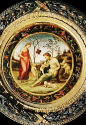 Irdische Venus mit Eros und himmlische Venus mit Anteros und zwei Cupidos