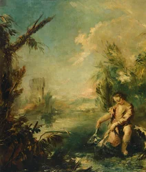 Detail von Tobias und Fisch
