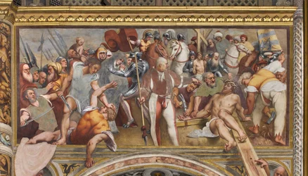 Zentrales Kirchenschiff, Erster südlicher Spann, Christus ans Kreuz genagelt, Il Pordenone
