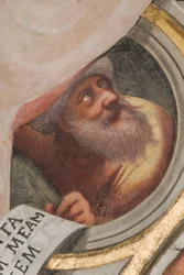 Zentrales Kirchenschiff, Erster südlicher Bogen, Il Pordenone 1520, Büste mit Prophet
