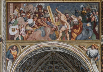 Jesus fällt unter dem Kreuz