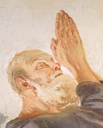 Abraham und die Engel, von Giambattista Tiepolo (1696-1770), Fresko, Detail, Erzbischöflicher Palast, Udine