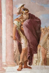 Detail mit Agamemnon aus „Minerva hält Achilles davon ab, Agamemnon zu töten“, aus dem Iliassaal in der Palazzina