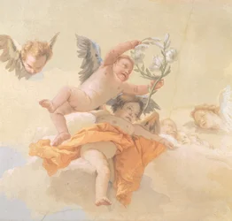 Herrlichkeit der Engel, von Giovanni Battista Tiepolo (1696-1770), Fresko (Detail), Oratorium der Reinheit, Udine