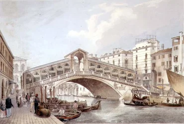 Die Ponte di Rialto, Venedig, graviert von Lefevre