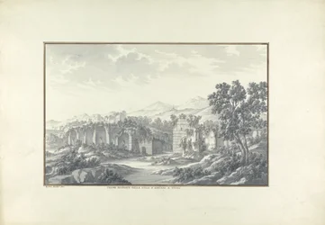 Ansicht der Ruinen der Bäder in der Villa Hadriana in Tivoli, ca. 1750
