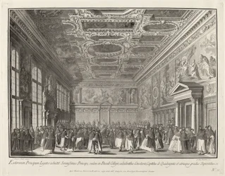 Empfang des Dogen von ausländischen Botschaftern in der Sala del Collegio, 1763-1766