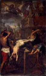 Das Martyrium des heiligen Klemens von Ancyra (4. Jahrhundert). Gemälde von Giovanni Battista Carlone (1592-1677)