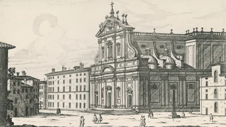 Kirche des Heiligen Ignatius von Loyola am Campus Martius, Rom, Gravur von Giovanni Battista Falda, Italien