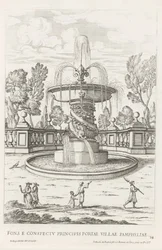 Brunnen mit Delfinen in den Gärten der Villa Doria Pamphilj in Rom