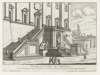 Brunnen vor dem Palazzo Senatorio auf dem Kapitol in Rom