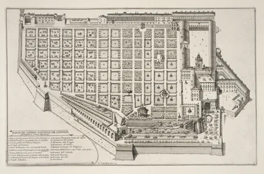 Päpstlicher Garten und Palast des Quirinal, aus Il Nuovo Teatro della Fabriche et Edifici in Prospettiva di Roma Moderna, veröffentlicht um 1665-69